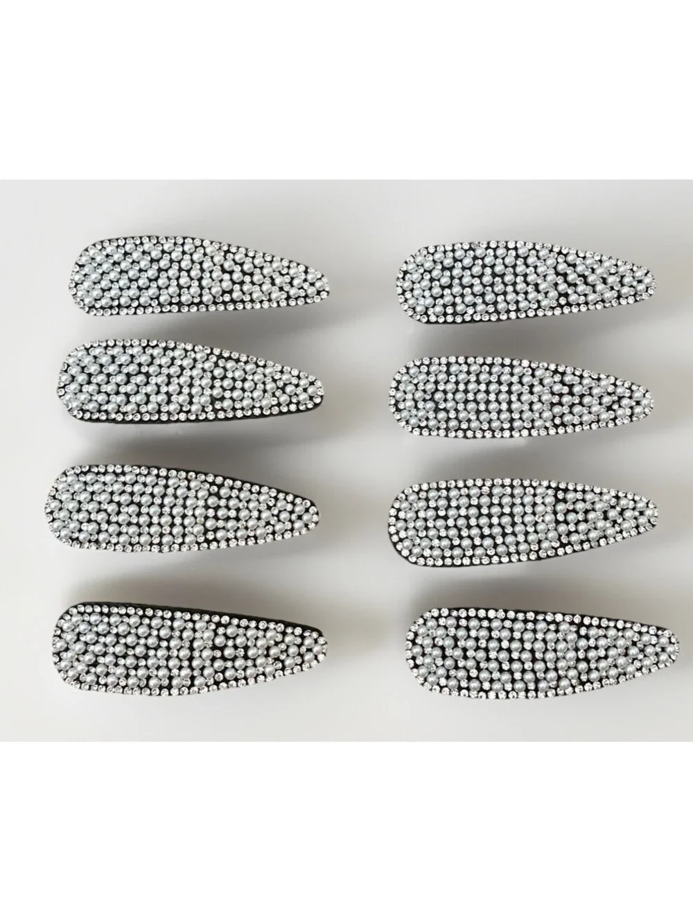 Lot of 8: NEW Twig & Arrow Black Rhinestone Crystal Faux Pearl Hair Clips 3x1